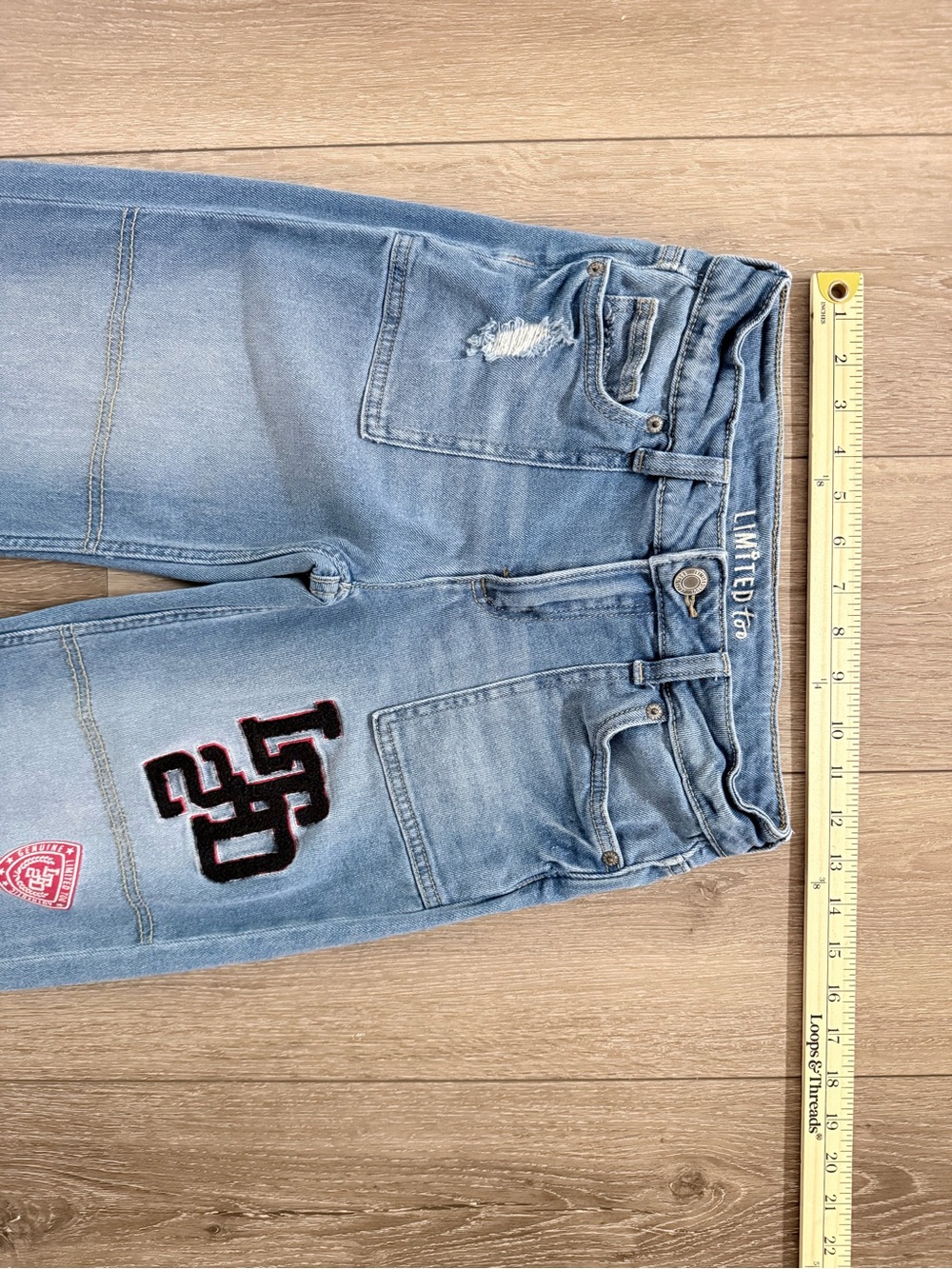 Limited Too Blue Wide-Leg Patch Jeans for girls - Picture 7 of 12